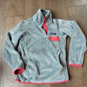 Patagonia Light Gray Pullover with Red Accents